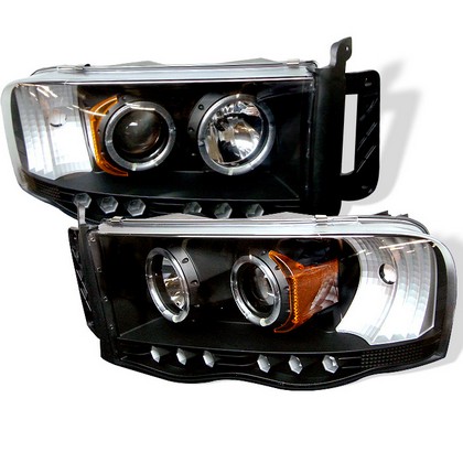 Spyder LED Projector Black Headlights 02-05 Dodge Ram - Click Image to Close